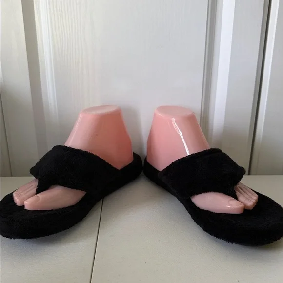 Acorn Black Women's Spa Thong Slippers (sz8-9) - Picture 4 of 7